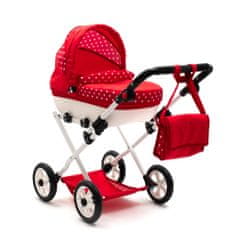 NEW BABY Otroški voziček za punčke Comfort Rdeča s pikami
