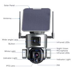 Secutek  SHT-SPB5-4G baterijsko napajana dvojna kamera PTZ 4G IP s solarno ploščo