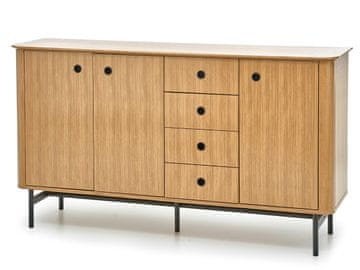 Halmar Trovratna komoda s predali Smart KM-1 - naravni hrast / črna