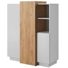 KONDELA Trivratna komoda Trio 3D - bel/zlat craft hrast