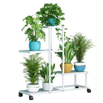 KONDELA Večnamenska polica na kolesih Mavero - bela