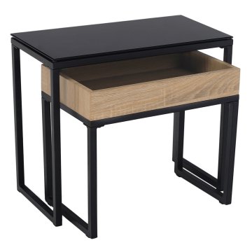 KONDELA Konferenčna miza (2 kosa) Dagor - črna / hrast