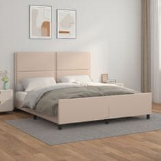 Vidaxl Posteljni okvir z vzglavjem kapučino 160x200 cm umetno usnje
