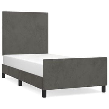 Vidaxl Posteljni okvir brez vzmetnice temno siv 90x200 cm žamet