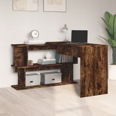 Vidaxl Kotna pisalna miza dimljeni hrast 200x50x76 cm inženirski les