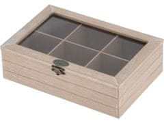 Lesena škatla za čaj 6 predalčkov CASE