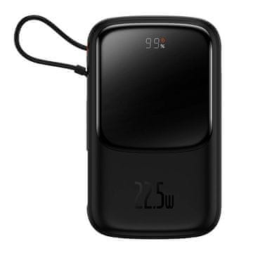 BASEUS powerbank qpow pro s kablom usb-c, usb-c, usb, 10000mah, 22,5W (črna)