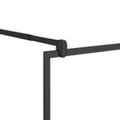 Vidaxl Pregrada za tuš s polico črna 90x195 cm ESG steklo in aluminij