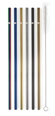G21 Kovinske slamice BeEco Classic 6 kosov mešanica barv, ravne + krtačka za čiščenje