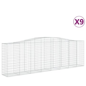Vidaxl Obokane gabion košare 9 kosov 400x50x120/140cm pocinkano železo
