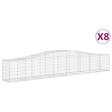 Vidaxl Obokana gabionska košara 8 kosov 400x50x60/80cm cinkano železo