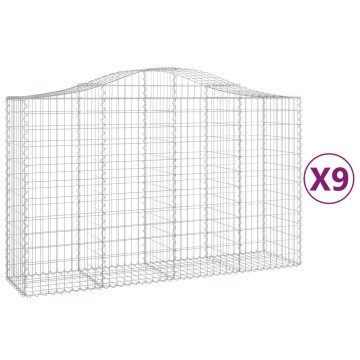 Vidaxl Obokane gabion košare 9 kosov 200x50x120/140cm pocinkano železo