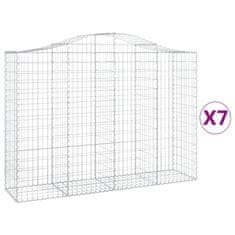 Vidaxl Obokane gabion košare 7 kosov 200x50x140/160cm pocinkano železo
