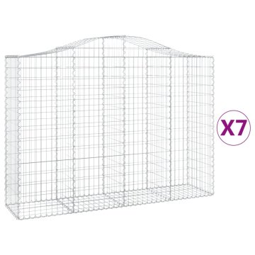Vidaxl Obokane gabion košare 7 kosov 200x50x140/160cm pocinkano železo
