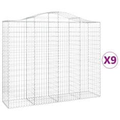 Vidaxl Obokana gabionska košara 9kos 200x50x160/180cm pocinkano železo