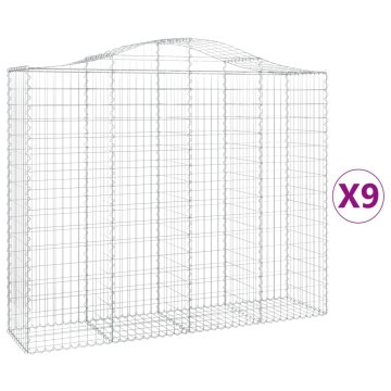 Vidaxl Obokana gabionska košara 9kos 200x50x160/180cm pocinkano železo