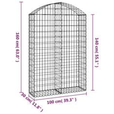 Vidaxl Obokana gabonska košara 100x30x140/160 cm pocinkano železo