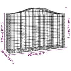Vidaxl Obokane gabion košare 7 kosov 200x50x120/140cm pocinkano železo