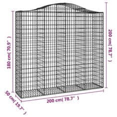 Greatstore Obokane gabion košare 9 kosi 200x50x180/200 cm pocinkano železo