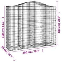 Vidaxl Obokana gabionska košara 9kos 200x50x160/180cm pocinkano železo