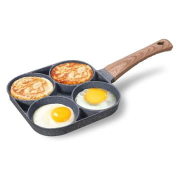 Cool Mango Ponev s 4 luknjami, ki se ne sprijema, za jajca, palačinke, burgerje, deluje na plinskih in indukcijskih kuhalnikih, pripravite 4 različne jedi hkrati, enostavno čiščenje,9cm premer, 35cm ročaj - 4pan