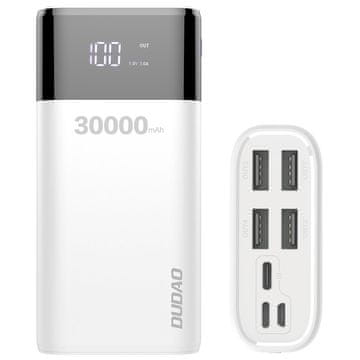 DUDAO powerbank 4x usb 30000mah z lcd zaslonom 3a bel (k8max bel)