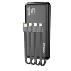 shumee Powerbank K6Pro 10000mAh univerzalni z USB-C microUSB Lightning kablom, črn
