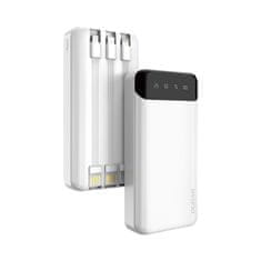 shumee Zmogljiva napajalna banka 20000 mAh s 3 vgrajenimi kabli USB-C microUSB Lightning, bela