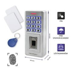 Qoltec kodna ključavnica oberon z bralnikom prstnih odtisov | rfid | koda | kartica | ključavnica | zvonec | ip68 | em