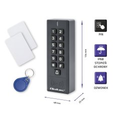 Qoltec kodna ključavnica calisto z bralnikom rfid | koda | kartica | ključavnica | gumb za zvonec | ip68 | em - odprodaja