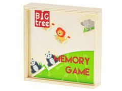 Big Tree pexeso lesene živali 12x12x3 cm 20 kosov v leseni škatli v foliji