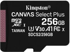 Kingston CANVAS SELECT PLUS/micro SDXC/256GB/100MBps/UHS-I U3/Class 10