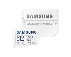 Samsung EVO Plus MicroSDXC 512 GB + adapter SD / CL10 UHS-I U3 / A2 / V30