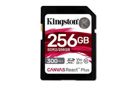 Kingston 256 GB Canvas React Plus SDHC UHS-II 300R/260W U3 V90 za Full HD/4K/8K