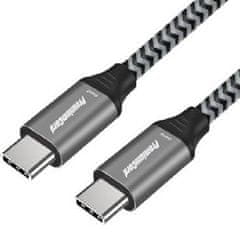 PremiumCord Kabel USB 3.2 Gen 1 USB-C moški do USB-C moški, bombažna pletenica, 2 m