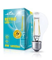 ETA LED žarnica RETRO LEDka klasik, 8W, E27, topla bela