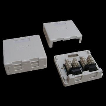 DATACOM Podatkovna vtičnica UTP CAT5E 2xRJ45 za omet (odporna na prah) bela