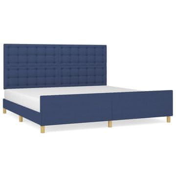 Vidaxl Posteljni okvir brez vzmetnice moder 200x200 cm blago