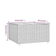 Vidaxl Kvadratna vrtna klubska mizica rjava 50x50x30 cm poli ratan