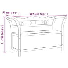 Vidaxl Klop bela 107x45x75,5 cm trden les jelke