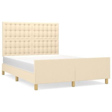 Vidaxl Posteljni okvir brez vzmetnice krem 140x200 cm tkanina