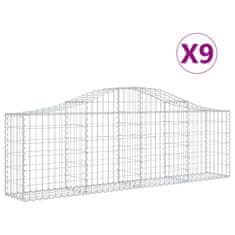 Vidaxl Obokana gabionska košara 9 kosov 200x30x60/80cm cinkano železo