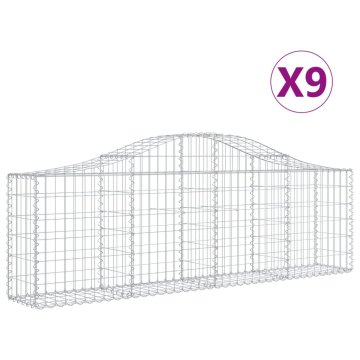 Vidaxl Obokana gabionska košara 9 kosov 200x30x60/80cm cinkano železo