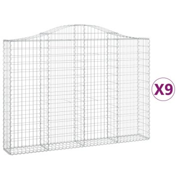 Vidaxl Obokane gabion košare 9 kosov 200x30x140/160cm pocinkano železo