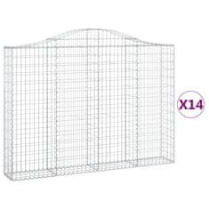 Vidaxl Obokane gabion košare 14kosov 200x30x140/160cm pocinkano železo