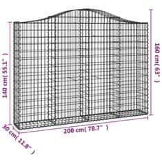 Greatstore Obokane gabion košare 9 kosov 200x30x140/160cm pocinkano železo