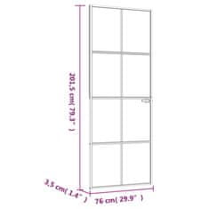 Vidaxl Notranja vrata bela 76x201,5 cm kaljeno steklo aluminij tanka