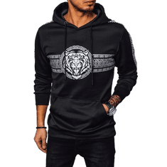 Dstreet Moški pulover s kapuco in potiskom TIGER črne barve bx5572 XXL