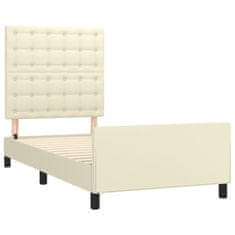 Vidaxl Posteljni okvir z vzglavjem krem 100x200 cm umetno usnje