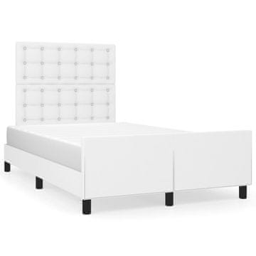 Vidaxl Posteljni okvir z vzglavjem bela 120x200 cm umetno usnje